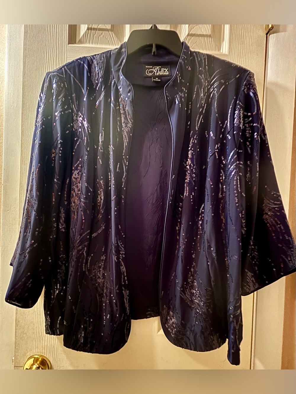 Alex Evenings Navy Sequin Open-Front Evening jacket